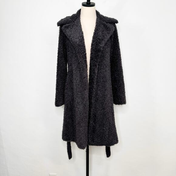 Sooki Teddy Wrap Trench Coat Gray Jacket Fuzzy Warm Classic Preppy Winter Size M - Picture 5 of 13